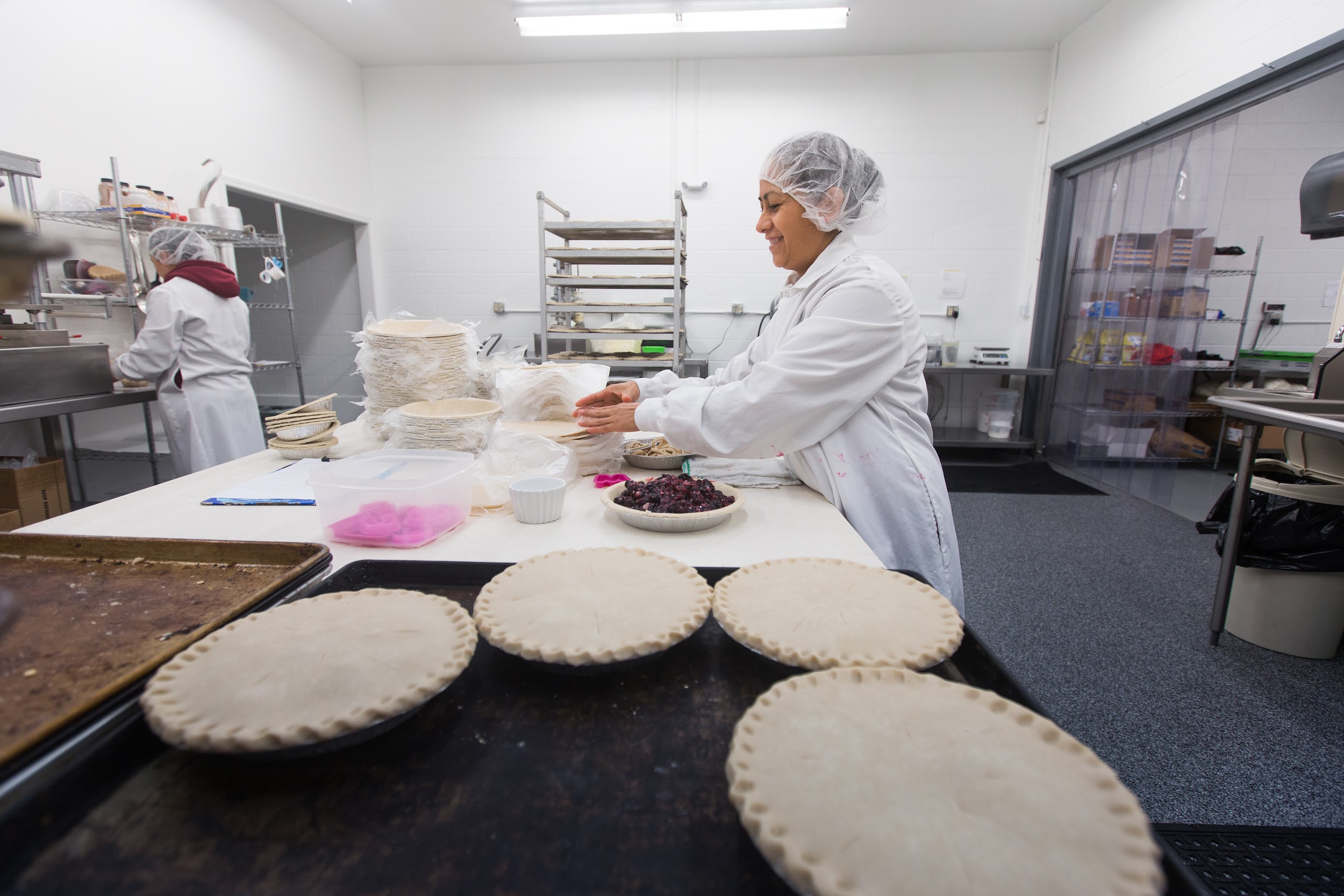 Commercial kitchen pie making