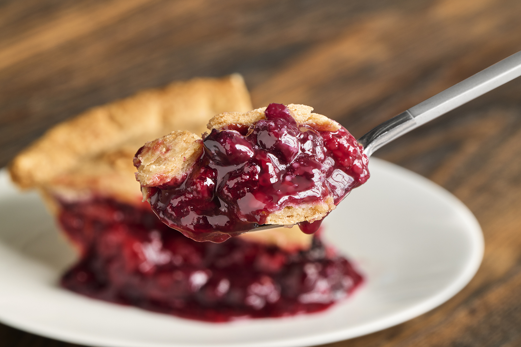 Close up of berry pie slice