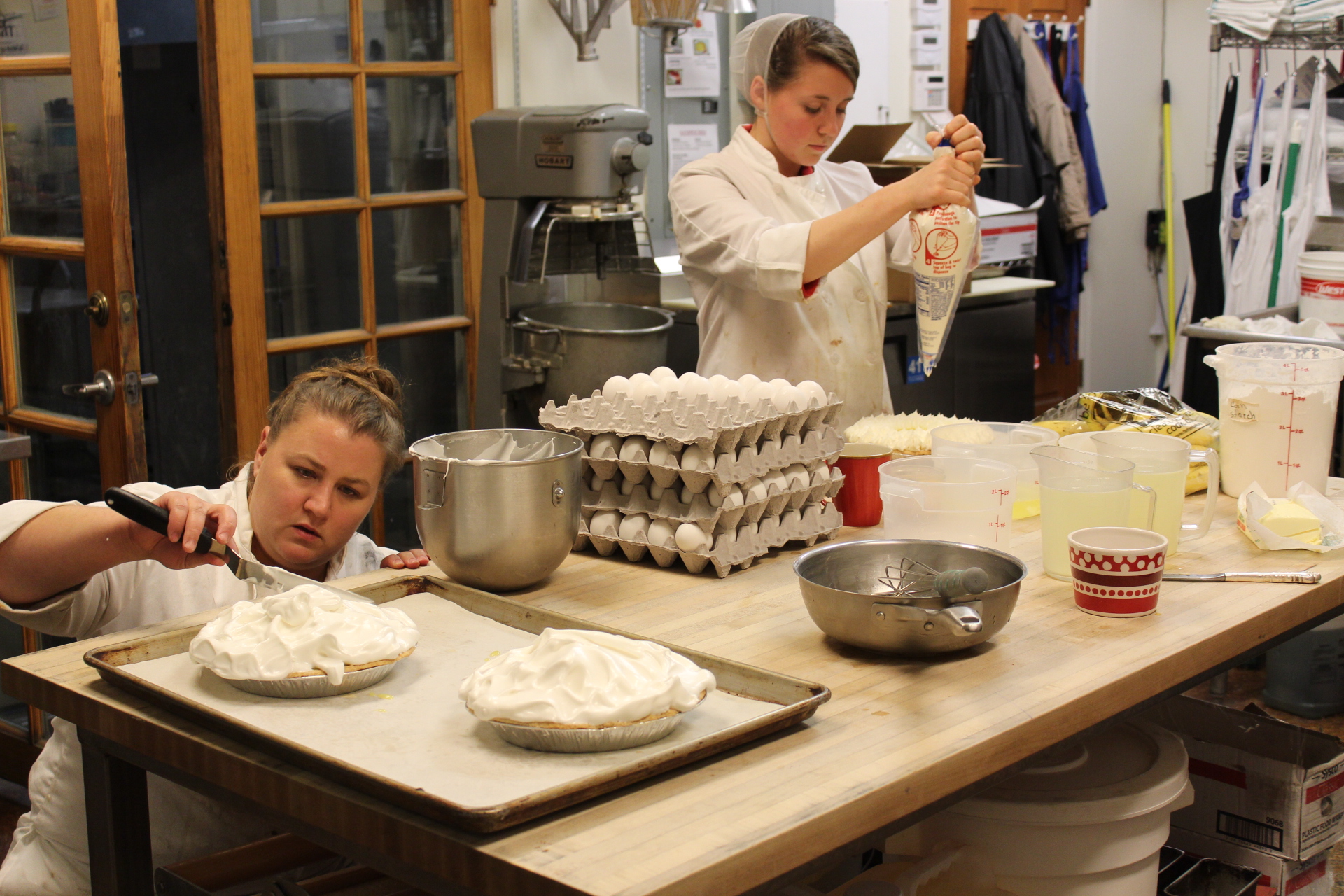 Blue Raeven production team crafting pies