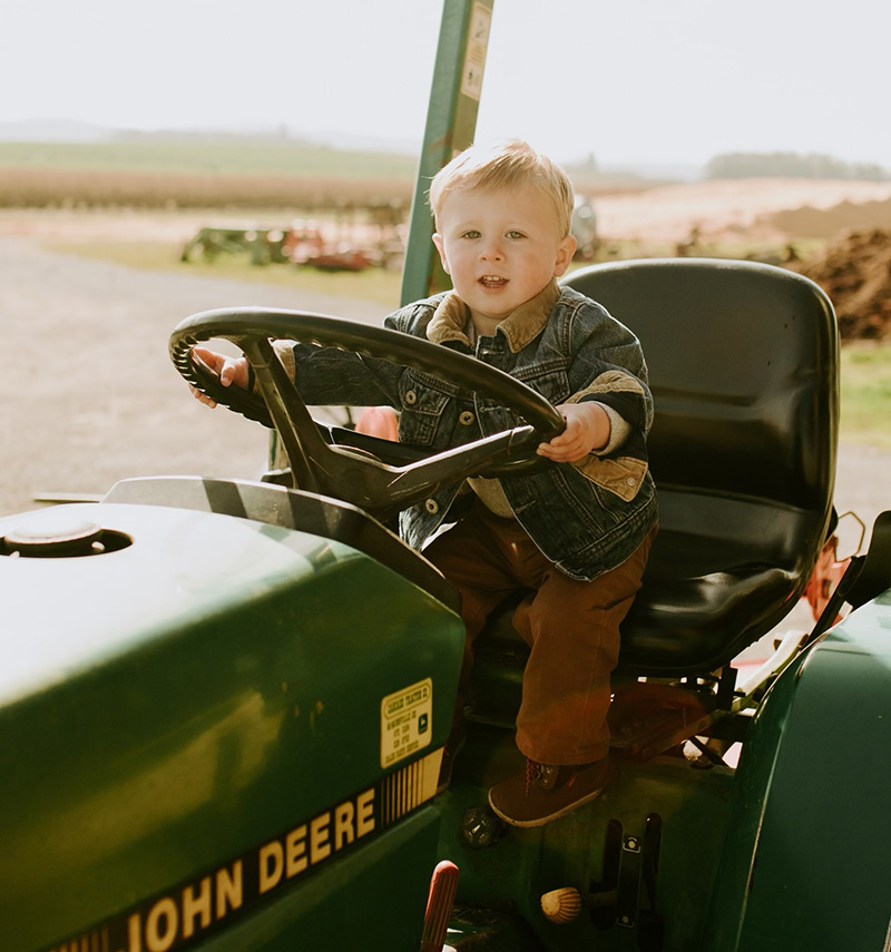 Boy on tractor